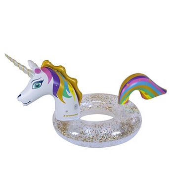 68" LED Rainbow Unicorn Glitter Swimming Pool Inner Tube Float