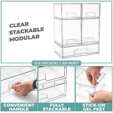 Sorbus 5 Piece Clear Pull-Out Drawer Organizers (7.6" and 4.4" Tall and 12.1" Wide)