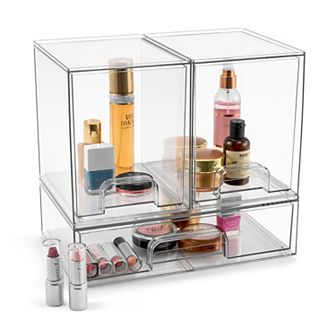 Sorbus 3 Pack Clear Pull-Out Drawer Organizers (7.6" Tall and 12.1" Wide)