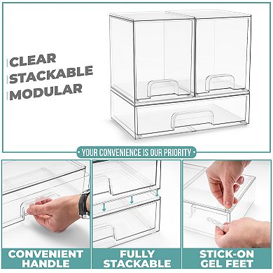 Sorbus 3 Pack Clear Pull-Out Drawer Organizers (7.6" Tall and 12.1" Wide)