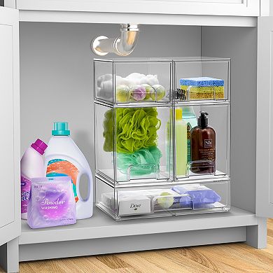 Sorbus 3 Pack Clear Pull-Out Drawer Organizers (7.6" Tall and 12.1" Wide)