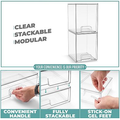 Sorbus 2 Pack Clear Pull-Out Drawer Organizers (7.6" Tall)