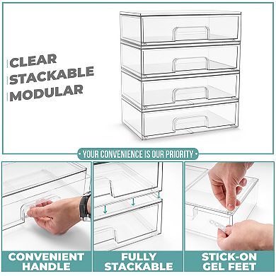 Sorbus 4 Pack Clear Pull-Out Drawer Organizers (12.1" Wide)