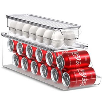 Sorbus Stackable Can Dispenser Holds 12 Cans & Egg Holders with Lid holds 14 eggs