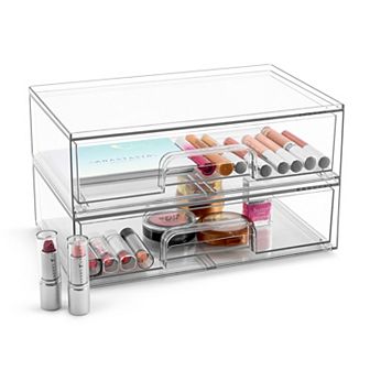 Sorbus 2 Pack Clear Pull-Out Drawer Organizers (12.1" Wide)