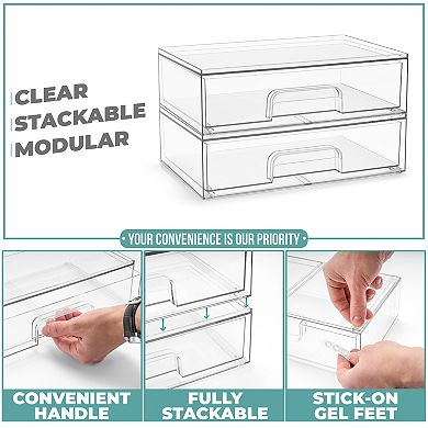 Sorbus 2 Pack Clear Pull-Out Drawer Organizers (12.1" Wide)