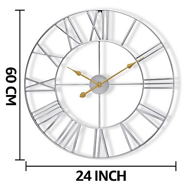Sorbus 24" Oversized Metal Decorative Analog Round Wall Clock