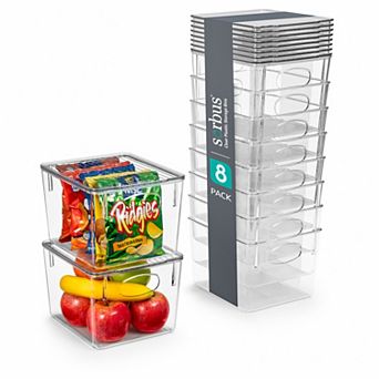 Sorbus 8 Pack Medium Clear Storage Bins with Lids - Perfect for Kitchen, Pantry, and Storage