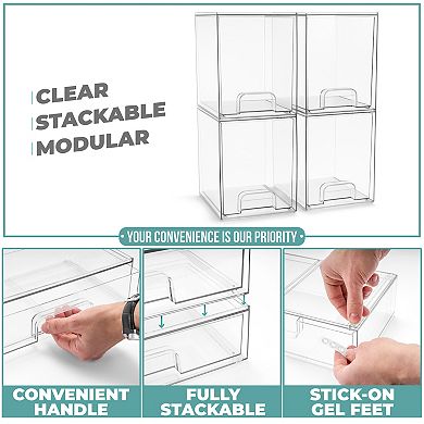 Sorbus 4 Pack Clear Pull-Out Drawer Organizers (7.6" Tall)