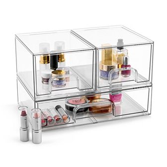Sorbus 3 pc Clear Pull-Out Drawer Organizers (4.4" Tall and 12.1" Wide)