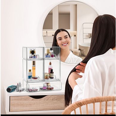 Sorbus 4 Piece (7.6" and 4.4" Tall) Makeup Organizer Case with Pull-Out Drawers