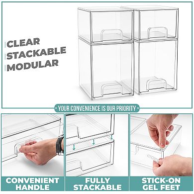 Sorbus 4 Piece (7.6" and 4.4" Tall) Makeup Organizer Case with Pull-Out Drawers