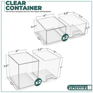 Sorbus 4 Piece (7.6" and 4.4" Tall) Makeup Organizer Case with Pull-Out Drawers