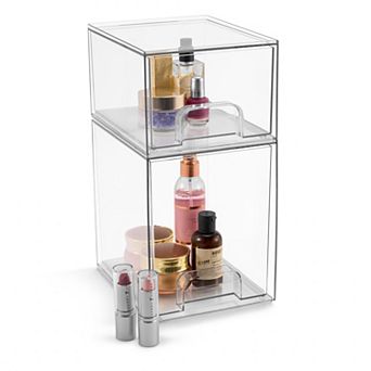 Sorbus 2 pc (7.6" and 4.4" Tall) Makeup Organizer Case with Pull-Out Drawers