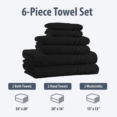 100% Cotton 6-Piece Bath Towel Set Highly Absorbent, Extra Soft Quality Towel For Bathroom