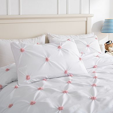 Graceful Embroidered Pinch Pleat Duvet Cover Set