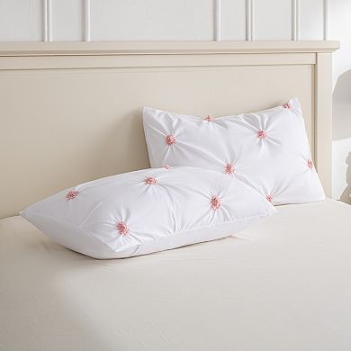 Graceful Embroidered Pinch Pleat Duvet Cover Set