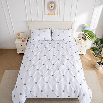 Graceful Embroidered Pinch Pleat Duvet Cover Set