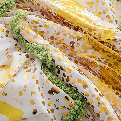 Colorful Print Microfiber Comforter Set With Metallic Pint & Faux Tufted Design