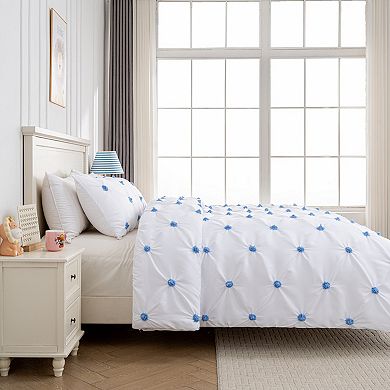 Graceful Embroidered Pinch Pleat Comforter Set