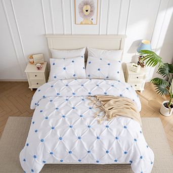 Graceful Embroidered Pinch Pleat Comforter Set