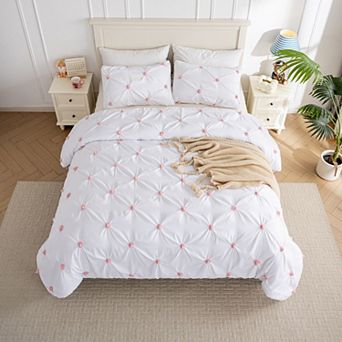Graceful Embroidered Pinch Pleat Comforter Set