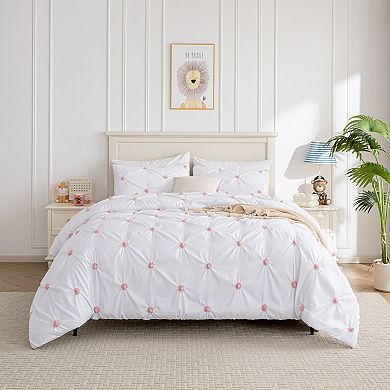 Graceful Embroidered Pinch Pleat Comforter Set