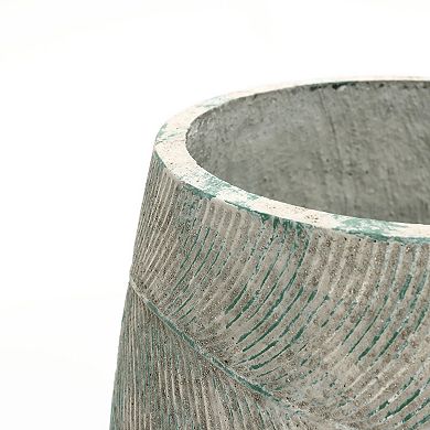 LuxenHome Rustic Pattern Cement Round Planter