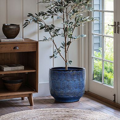 LuxenHome Ocean Round Ceramic Planter