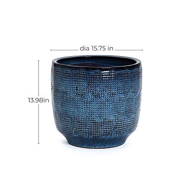 LuxenHome Ocean Round Ceramic Planter