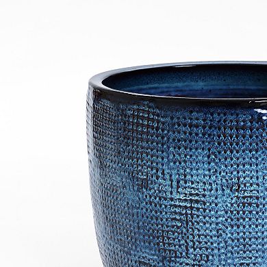 LuxenHome Ocean Round Ceramic Planter