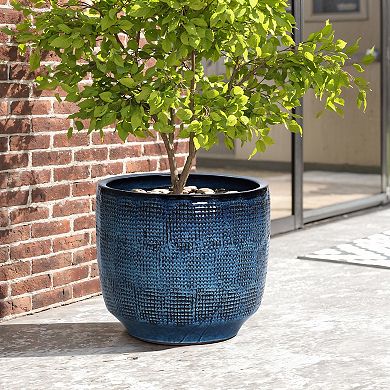 LuxenHome Ocean Round Ceramic Planter