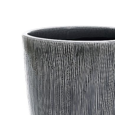 LuxenHome Sea Gray Ripples 17-Inch Tall Ceramic Planter