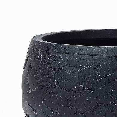 LuxenHome Black Beehive Pattern 17.5-Inch Round Planter