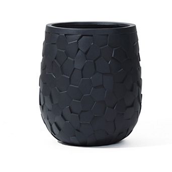 LuxenHome Black Beehive Round 19.7-Inch Tall Planter
