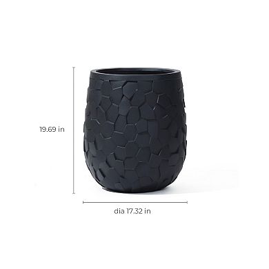 LuxenHome Black Beehive Round 19.7-Inch Tall Planter