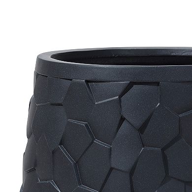 LuxenHome Black Beehive Round 19.7-Inch Tall Planter