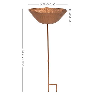 Sunnydaze Staked Metal Bird Bath with UV-Resistant Copper Finish - 34"