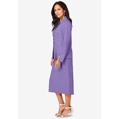 Roaman's Women's Plus Size Petite Plus Size Long Sleeve Shawl-Collar Jacket & Sheath Skirt Set