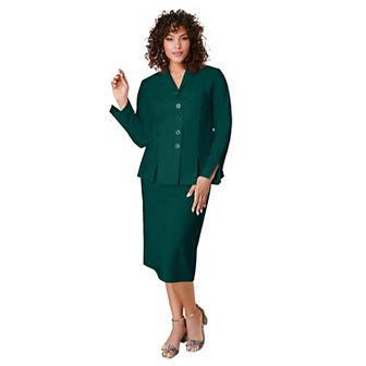 Roaman's Women's Plus Size Plus Size Long Sleeve Shawl-Collar Jacket & Sheath Skirt Set 2 pc