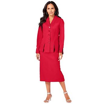 Roaman's Women's Plus Size Long Sleeve Shawl-Collar Jacket & Sheath Skirt Set 2 pc Suit