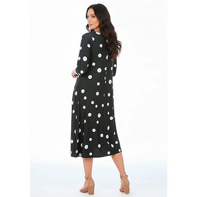 Roaman's Women's Plus Size 3/4 Sleeve Boatneck Swing Dress