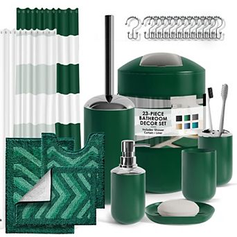 Clara Clark Bathroom Accessories Set with Shower Curtain and Rugs