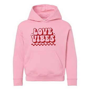 Love Vibes Checkered Youth Graphic Hoodie
