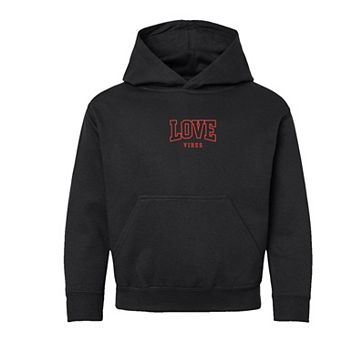 Embroidered Varsity Love Vibes Youth Graphic Hoodie