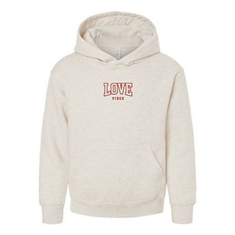 Embroidered Varsity Love Vibes Youth Graphic Hoodie