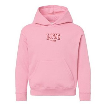 Embroidered Varsity Love Vibes Youth Graphic Hoodie