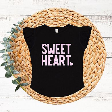 Sweetheart Raised Print Toddler Flutter Sleeve Graphic Tee