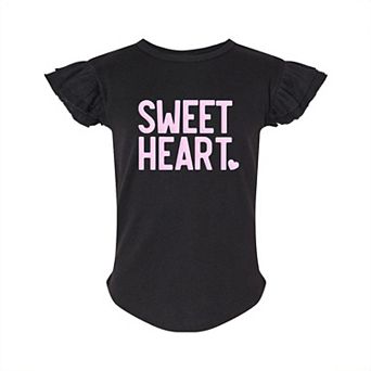 Sweetheart Raised Print Toddler Flutter Sleeve Graphic Tee