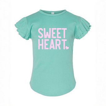 Sweetheart Raised Print Toddler Flutter Sleeve Graphic Tee